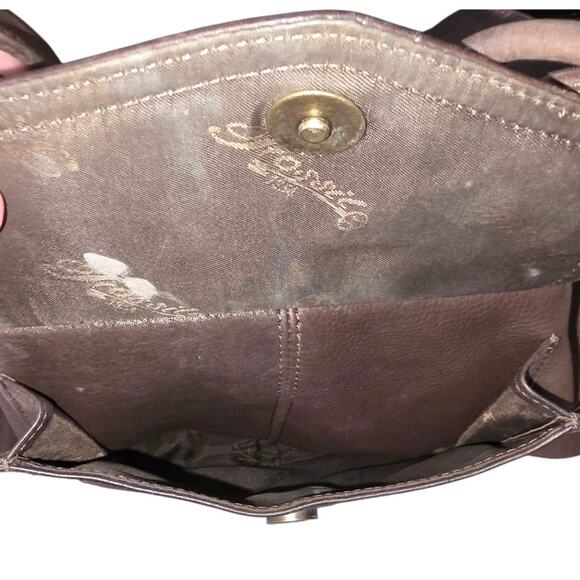 VTG Fossil Drawstring Bucket Shoulder Bag Brown Pebbled Genuine Leather Pockets - Picture 10 of 10